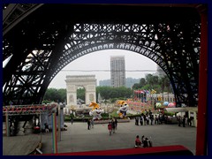 The Eiffel tower is pretty large, about 1/3 of the original. There are even two kinds of elevators that goes to an observation deck on the top, diagonal ones and vertical ones, just liek the ones in Paris.